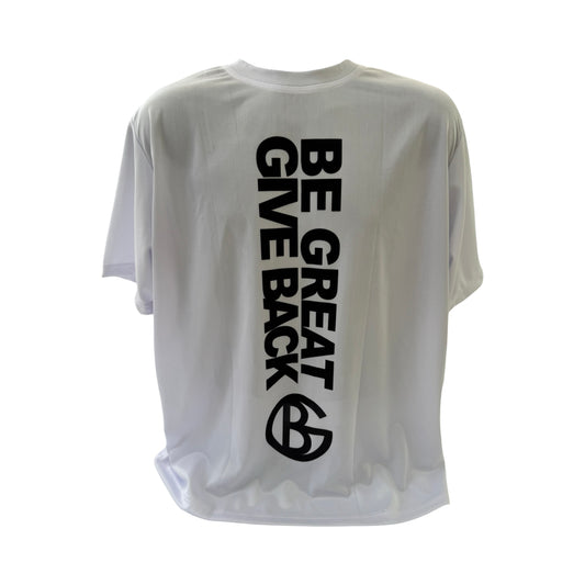 BG Give Back White Vertical Text T-Shirt