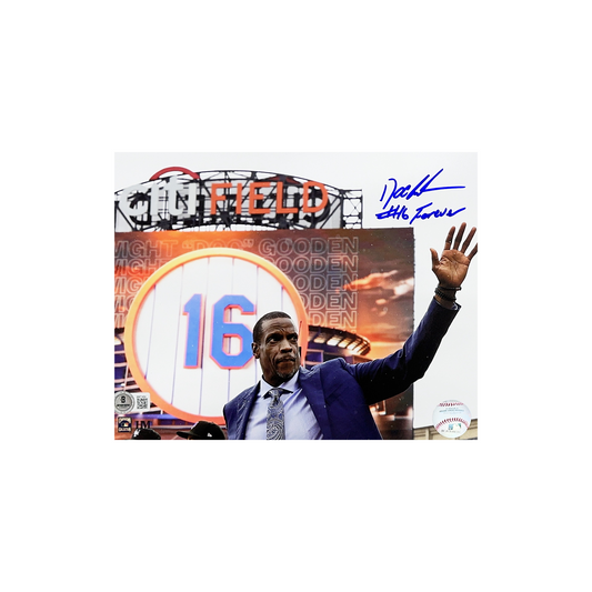 Doc Gooden Autographed New York Mets Number Retirement 8x10 #16 Forever Inscription Beckett