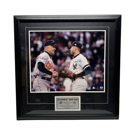 Derek Jeter & Cal Ripken Jr Autographed New York Yankees & Baltimore Orioles Framed 20x24 Steiner