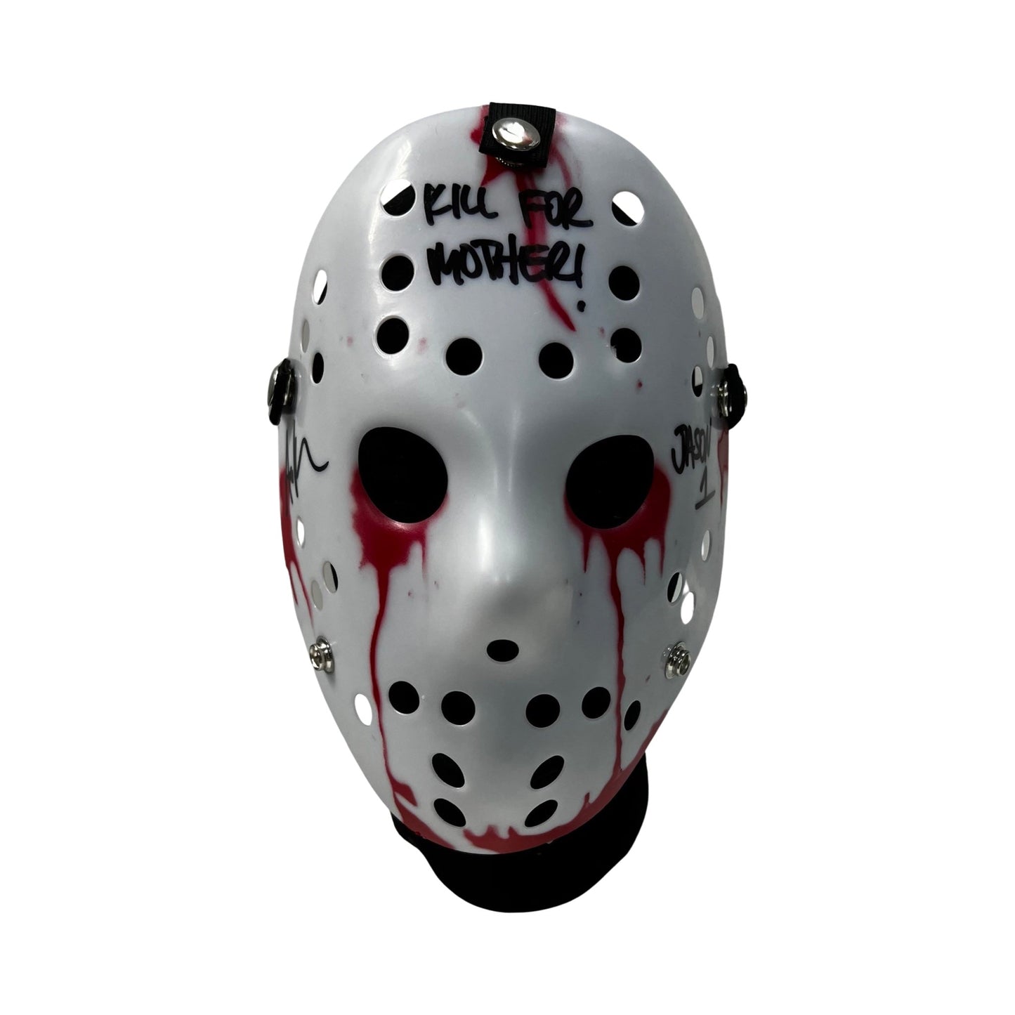 Ari Lehman Autographed Jason Voorhees Friday the 13th White Bloody Mask Kill For Mother!, Jason 1 Inscriptions Steiner CX