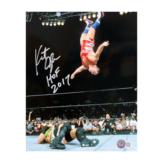 Kurt Angle Autographed Backflip 8x10 Beckett