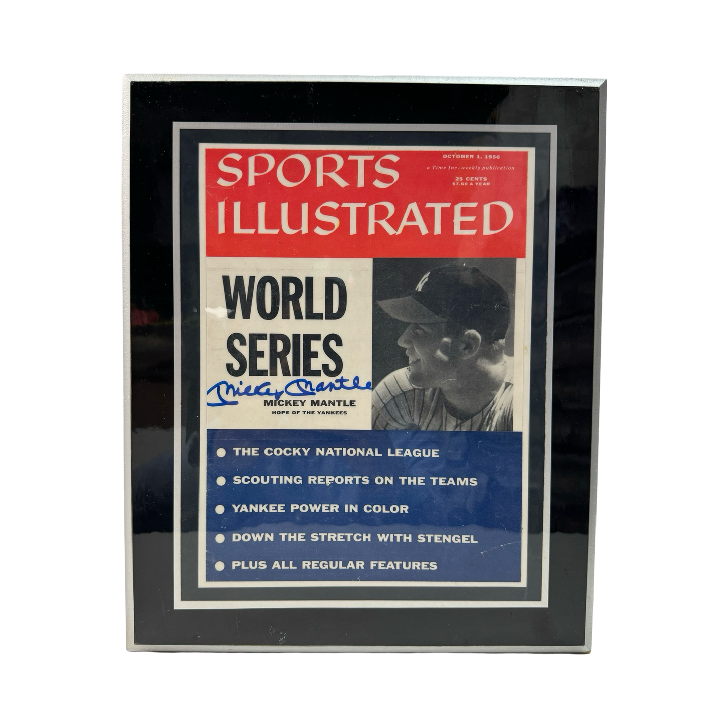 Mickey Mantle Autographed New York Yankees 8x10 Plaque Sports Illustrated 1956 JSA