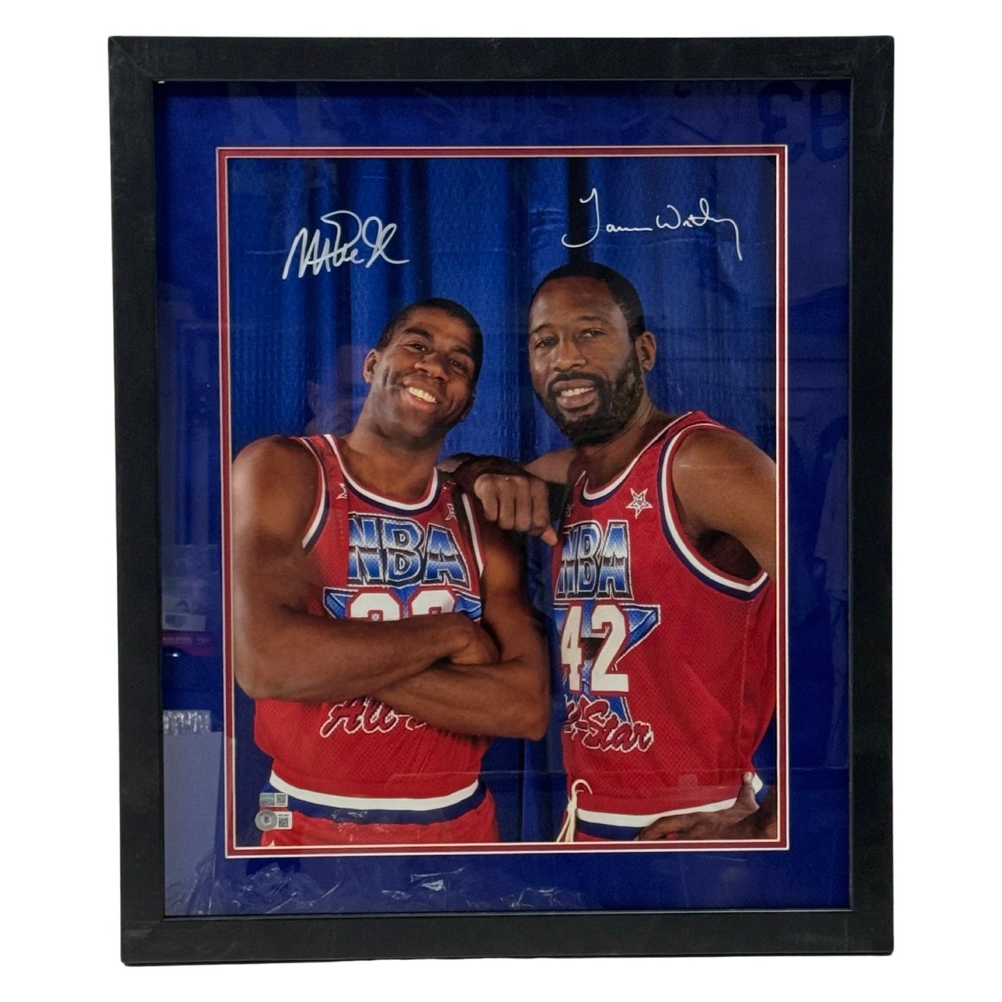 Magic Johnson & James Worthy Autographed Los Angeles Lakers All Star Game 16x20 Beckett & Steiner CX - Framed