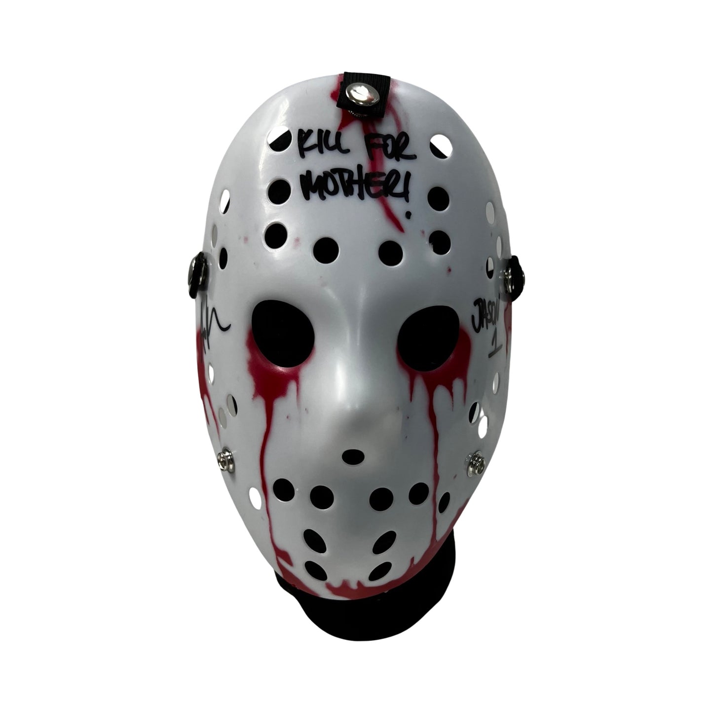 Ari Lehman Autographed Jason Voorhees Friday the 13th White Bloody Mask “Kill For Mother!, Jason 1” Inscriptions Steiner CX