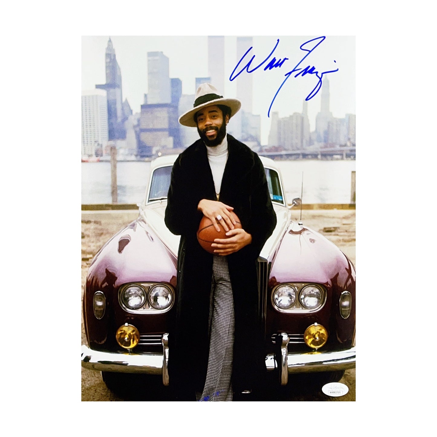 Walt Frazier Autographed New York Knicks 11x14 Photo On Car JSA - Unframed