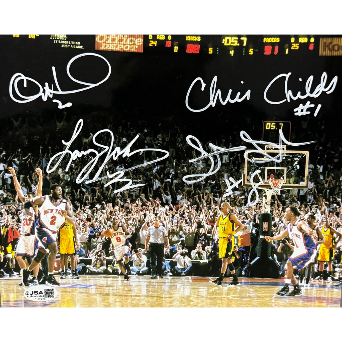 Johnson Childs Sprewell Houston Autographed New York Knicks 8x10 JSA