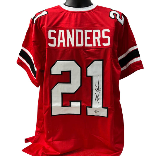 Deion Sanders Autographed Atlanta Falcons Red Jersey Beckett