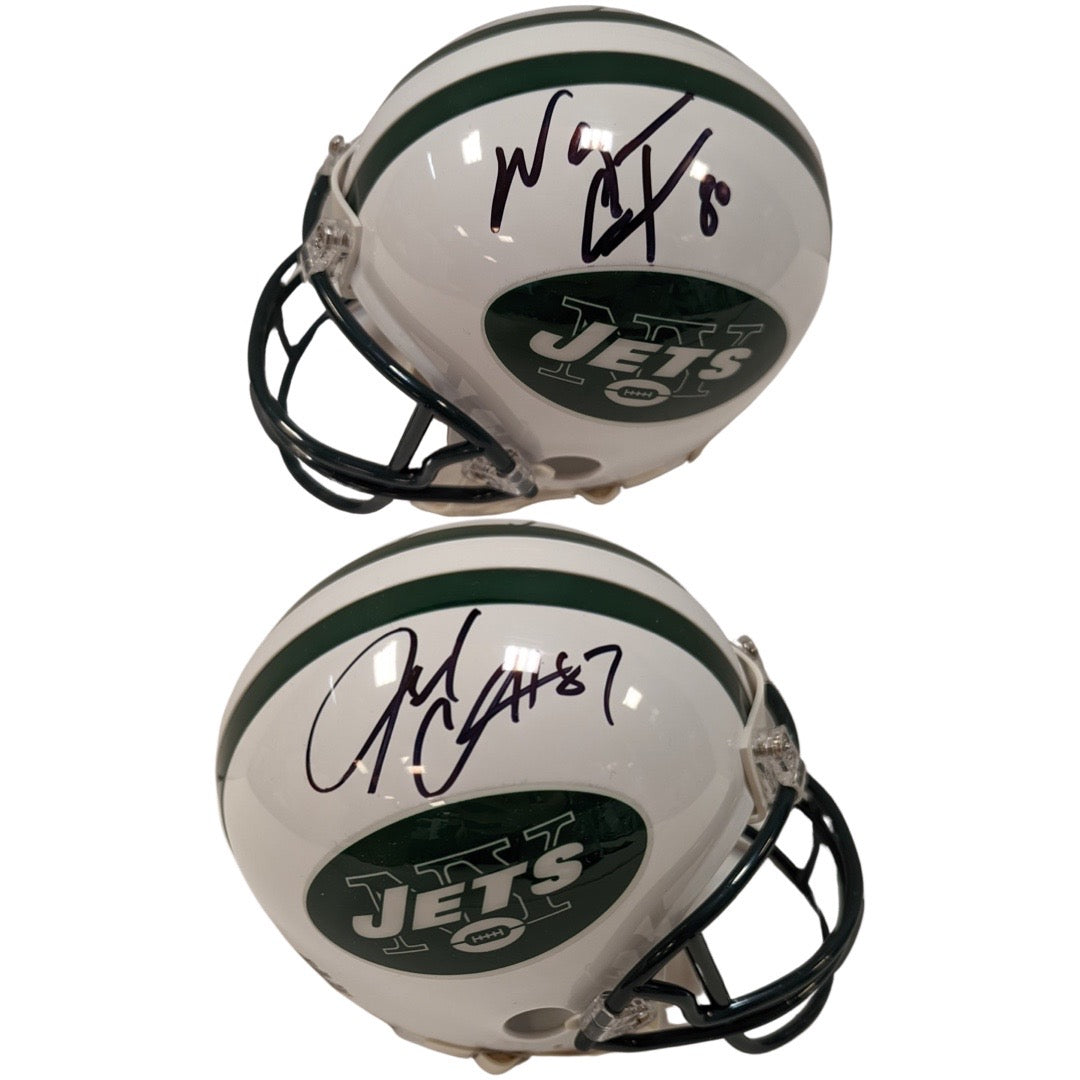 Wayne Chrebet & Laveranues Coles Autographed New York Jets White Mini Helmet Steiner CX