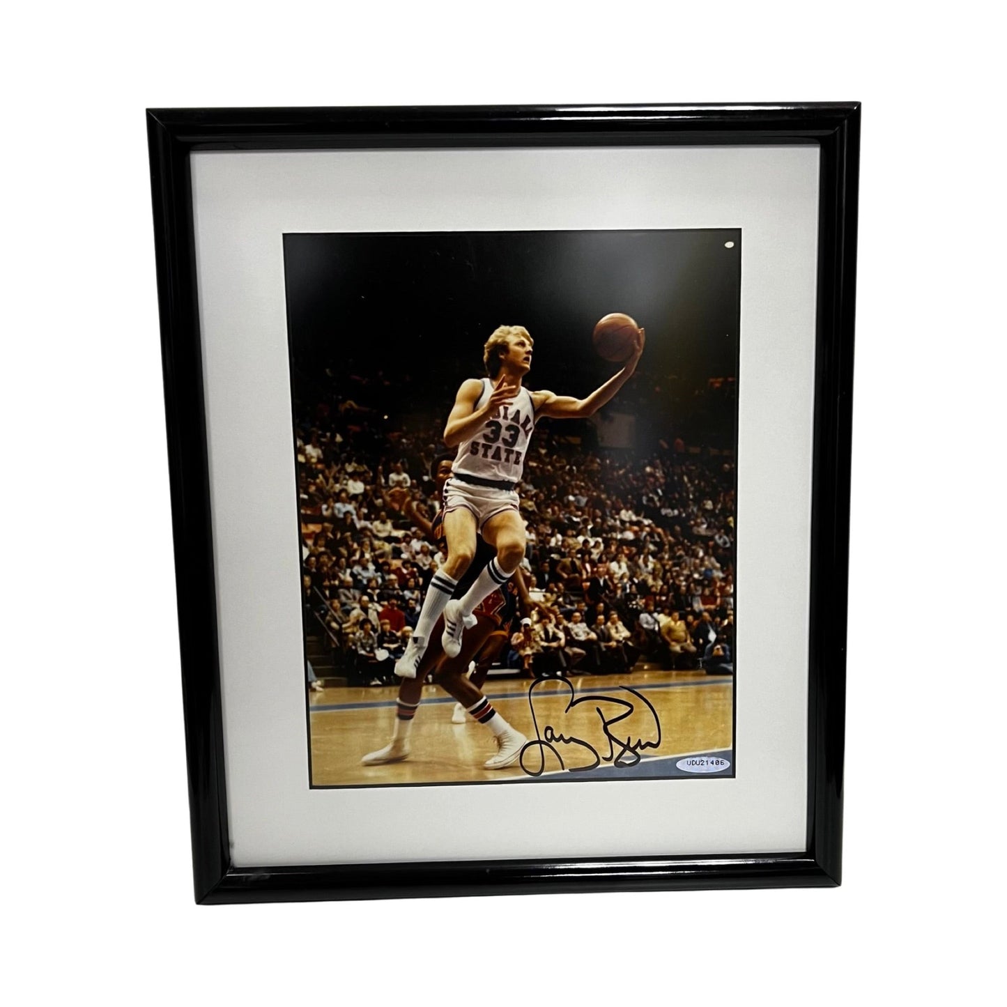 Larry Bird Autographed Indiana State 8x10 Upper Deck