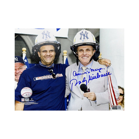 Rudy Giuliani Autographed New York Yankees w/ Torre 8x10 America’s Mayor Inscription Steiner CX