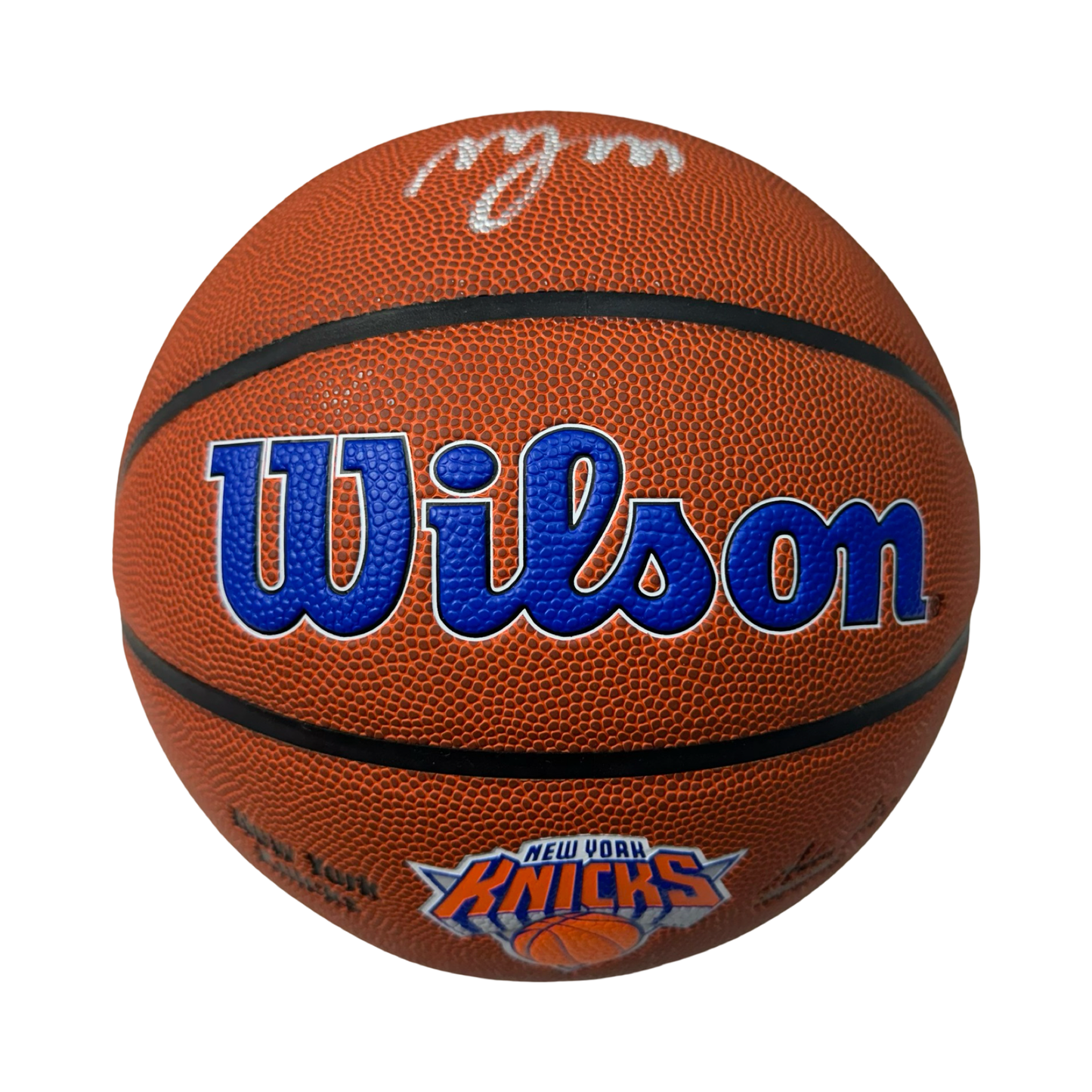 Miles “Deuce” McBride Autographed New York Knicks Wilson Knicks Logo Basketball Beckett
