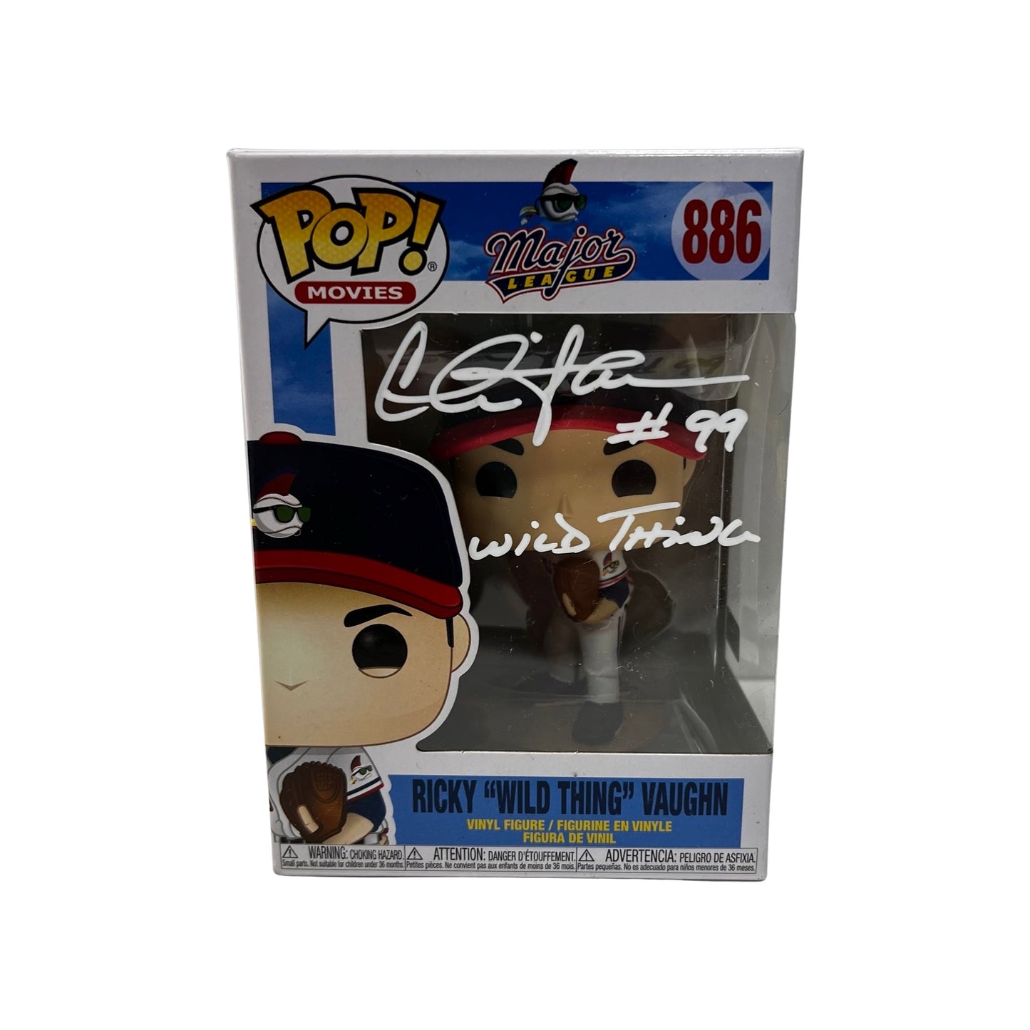 Charlie Sheen Autographed Major League Ricky Wild Thing Vaughn Funko Pop Wild Thing" Inscription White Ink Steiner CX