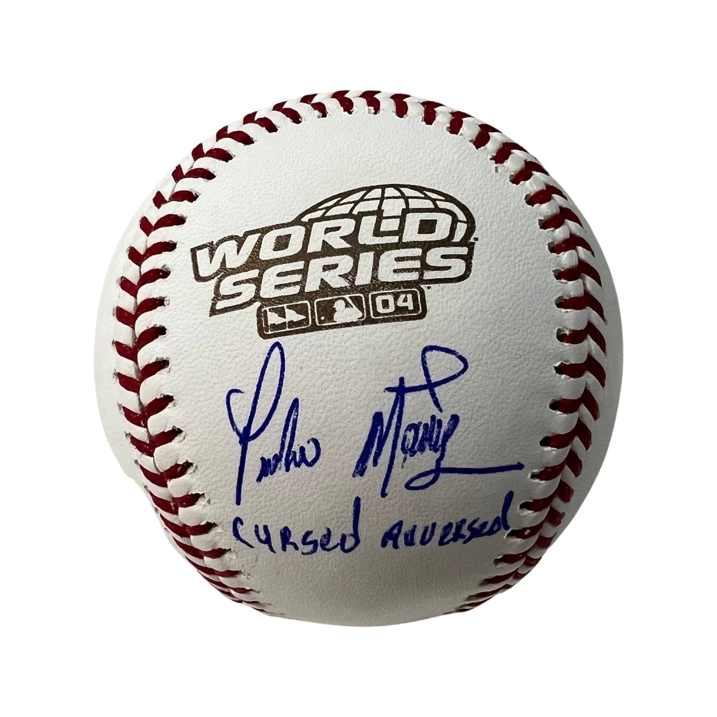 Pedro Martinez Autographed Boston Red Sox 2004 World Series Logo Baseball Curse Reversed Inscription JSA