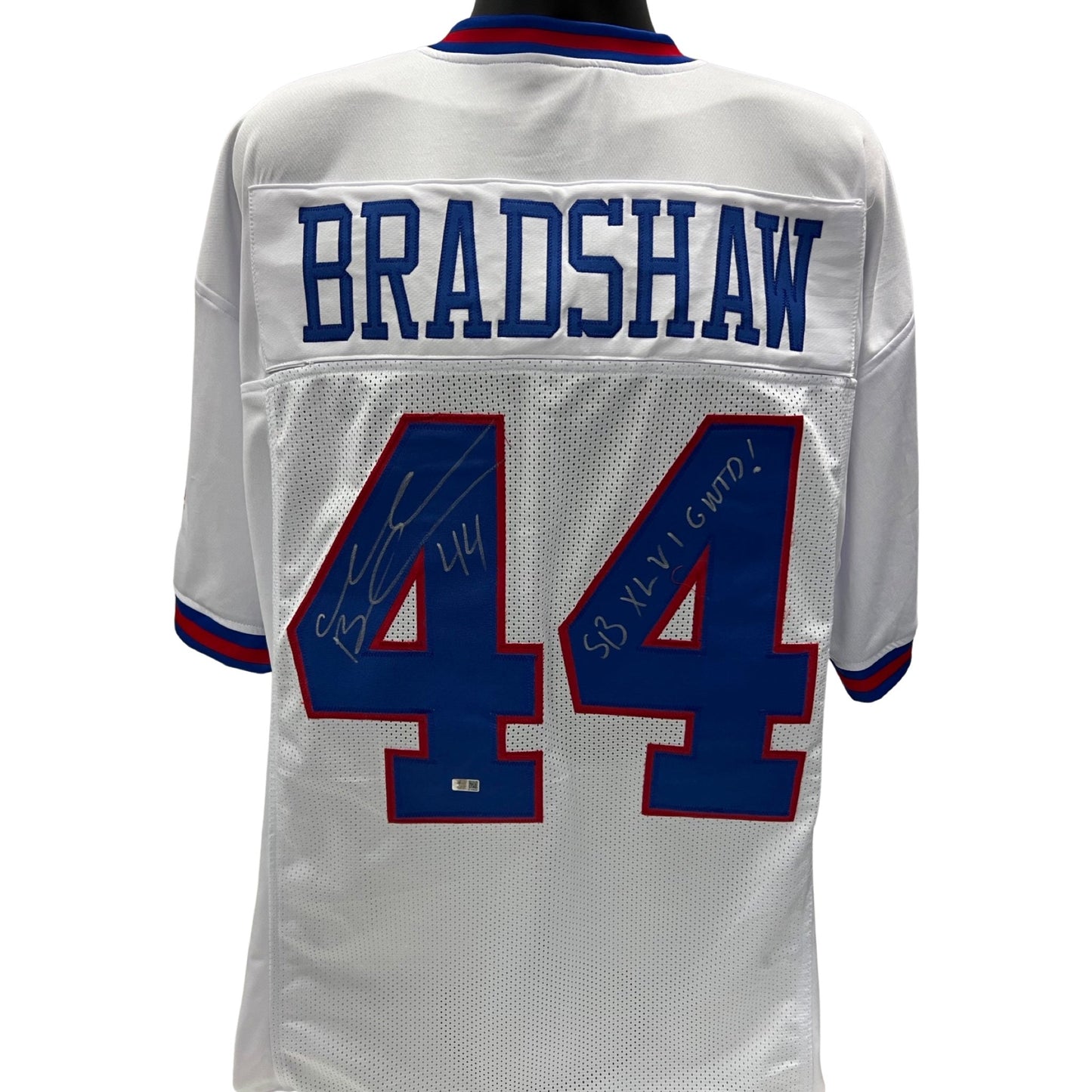 Ahmad Bradshaw Autographed New York Giants White Color Rush Jersey "SB XLVI GWTD!" Inscription Steiner CX