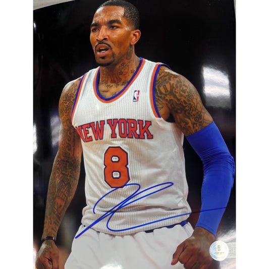 J.R. Smith New York Knicks Autograph White Jersey 8X10 BAS