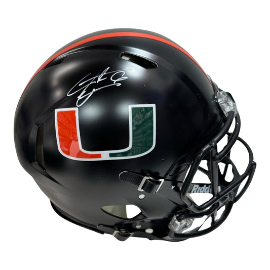 Santana Moss Autographed University of Miami Hurricanes Black Speed Authentic Helmet PSA