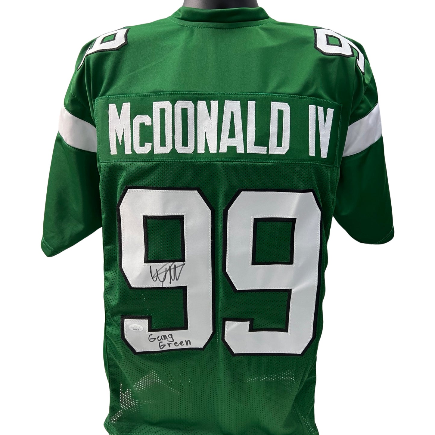 Will McDonald Autographed New York Jets Green Jersey “Gang Green” Inscription JSA