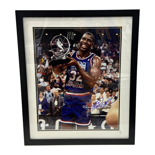 Magic Johnson Autographed Los Angeles Lakers NBA All Star Game Framed 16x20 JSA