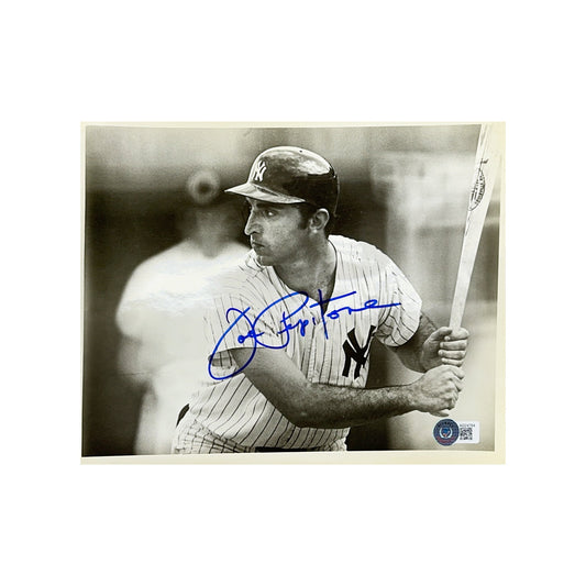 Joe Pepitone Autographed New York Yankees B&W Close Up At Bat 8x10 Beckett