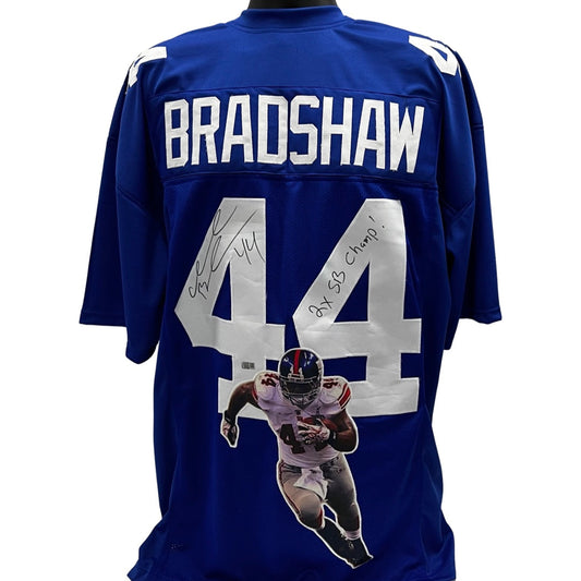 Ahmad Bradshaw Autographed New York Giants Blue Art Jersey 2x SB Champ! Inscription Steiner CX