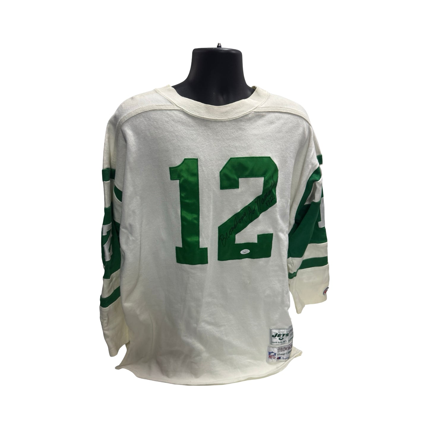 Joe Namath Autographed New York Jets White Long Sleeved Inscribed Jersey JSA