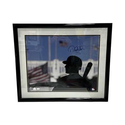 Derek Jeter Autographed New York Yankees American Flag Framed 16x20 Steiner