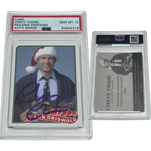 Chevy Chase National Lampoons Christmas Vacation Clark Griswold Autographed Card PSA Auto GEM MINT 10