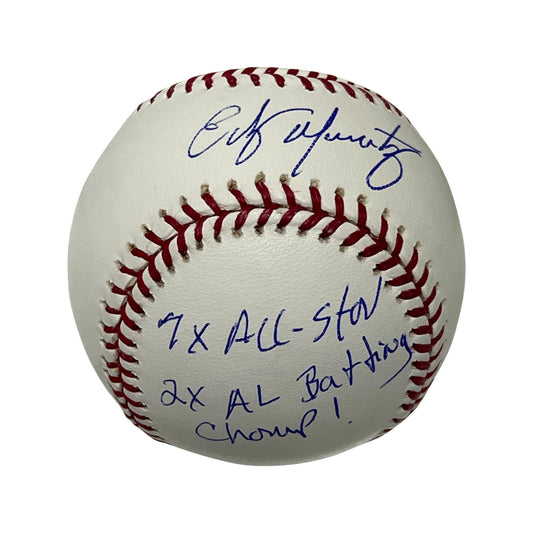 Edgar Martinez Autographed Seattle Mariners OMLB “7x All Star, 2x AL Batting Champ!” Inscriptions Schwartz