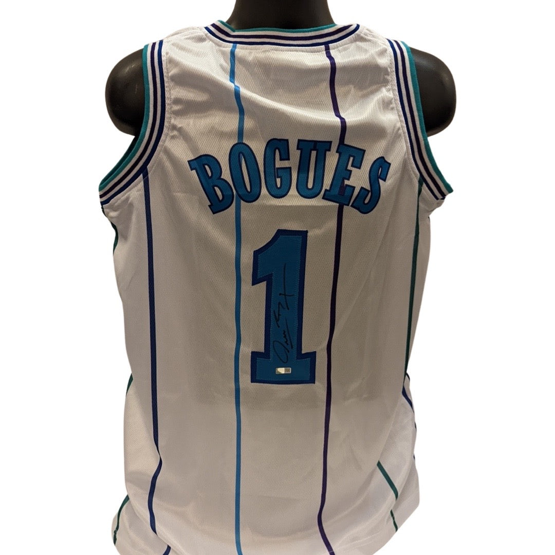 Muggsy Bogues Autographed Charlotte Hornets White Jersey Steiner CX