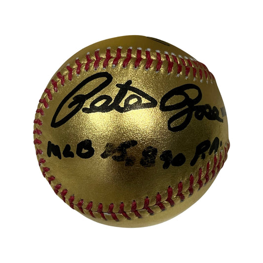 Pete Rose Autographed Gold OMLB MLB 15890 PA Inscription Steiner CX