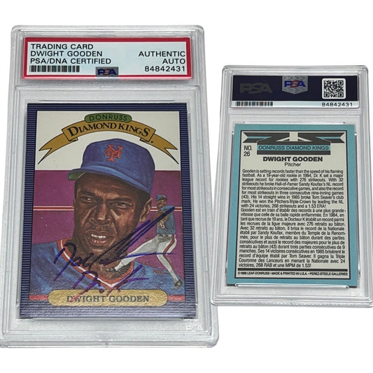 1986 Doc Gooden Donruss Diamond Kings #26 Autographed Dr. K Inscription PSA Auto Authentic