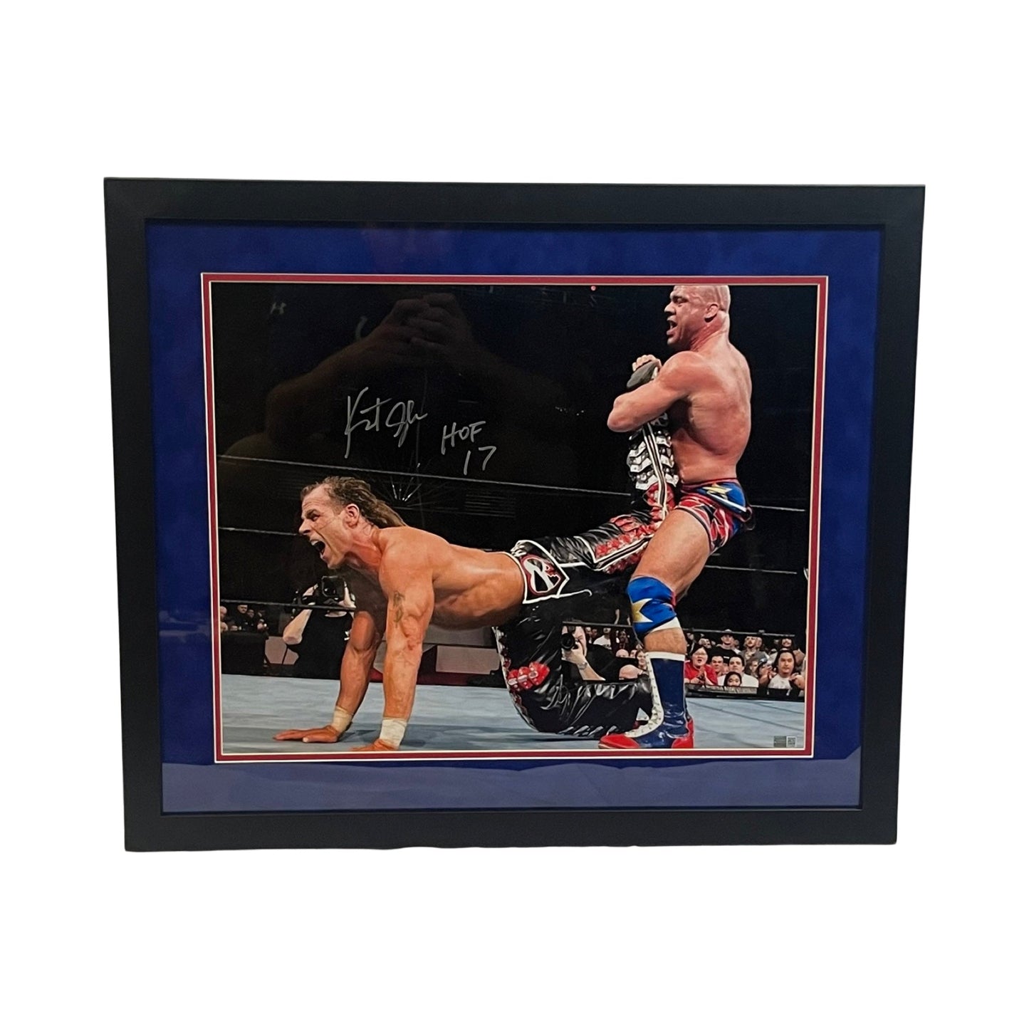 Kurt Angle HOF 17 w/ Shawn Michaels Autographed 16x20 Steiner CX - Unframed
