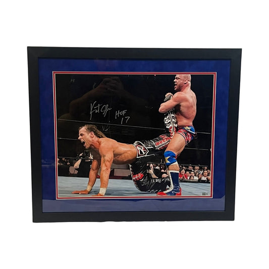 Kurt Angle HOF 17 w/ Shawn Michaels Autographed 16x20 Steiner CX - Unframed