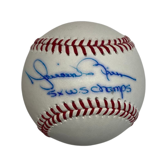 Mariano Rivera Autographed New York Yankees OMLB “5x WS Champs” Inscription Slight Bleed JSA