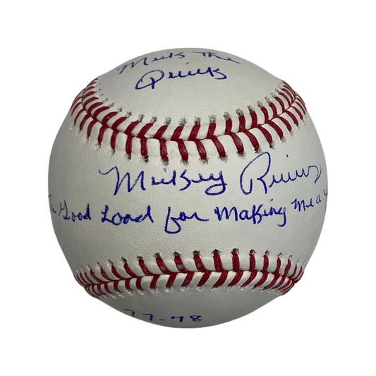 Mickey Rivers Autographed New York Yankees OMLB “Thank the Good Lord for Making Me a Yankee, Mick the Quick, 77-78 WSC” Inscriptions JSA
