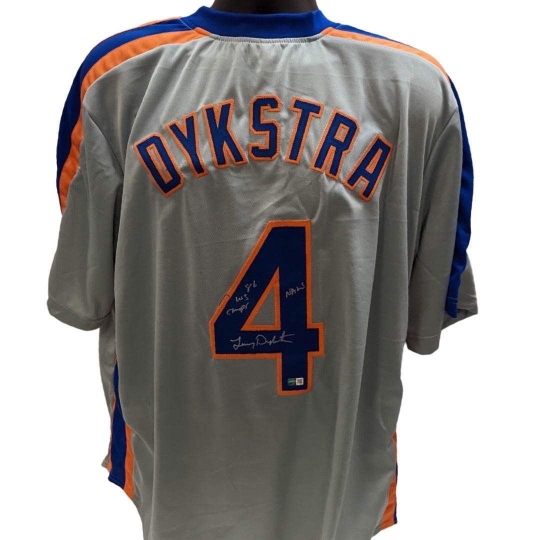 Lenny Dykstra Autographed New York Mets Grey Jersey 86 WS Champs, Nails Inscriptions Steiner CX
