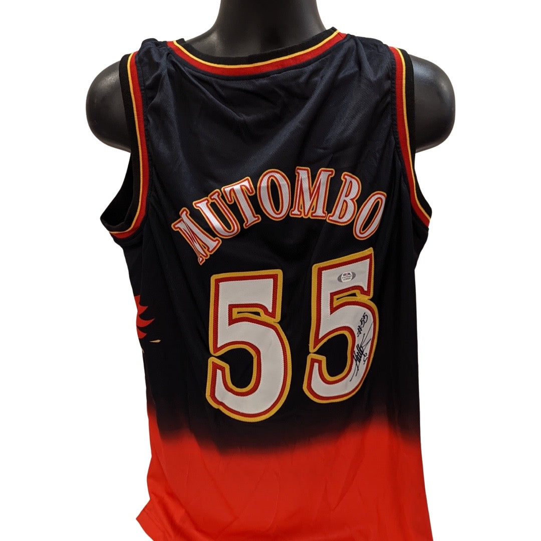 Dikembe Mutombo Autographed Atlanta Hawks Black Jersey PSA