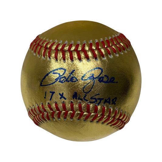 Pete Rose Autographed Gold OMLB “17x All Star” Inscription Steiner CX