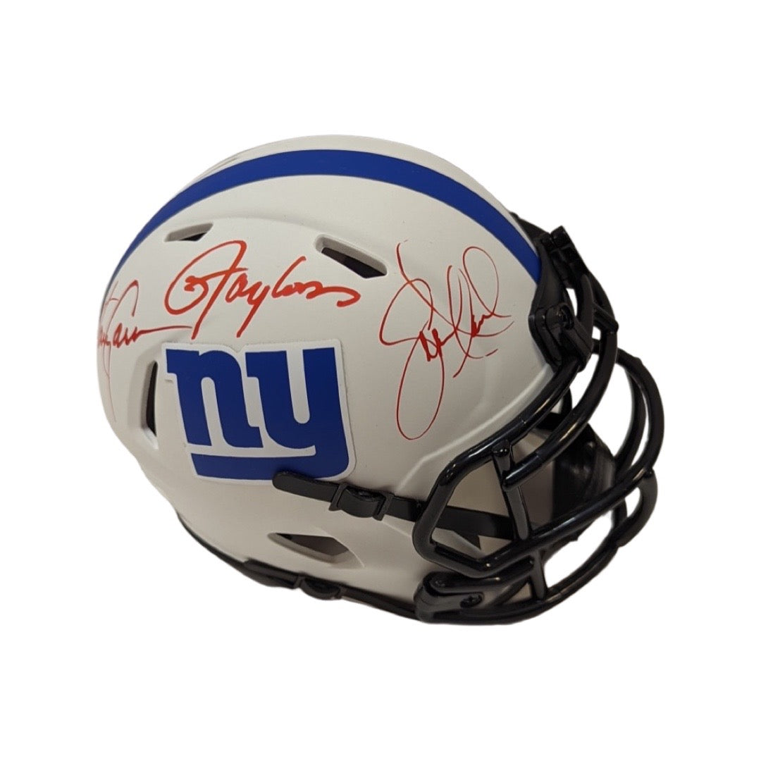 Lawrence Taylor, Harry Carson & Leonard Marshall Autographed New York Giants Lunar Eclipse Mini Helmet JSA & Steiner CX