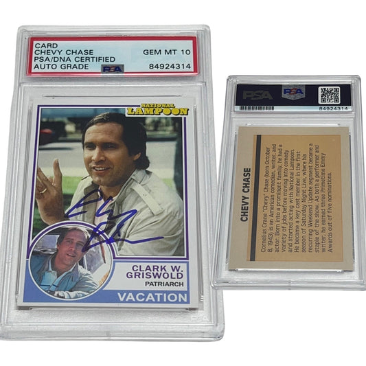 Chevy Chase National Lampoons Vacation Clark Griswold Autographed Card PSA Auto GEM MINT 10