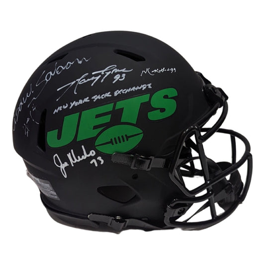 Mark Gastineau, Joe Klecko, Marty Lyons & Abdul Salaam Autographed New York Jets Eclipse Authentic Helmet New York Sack Exchange Inscription JSA