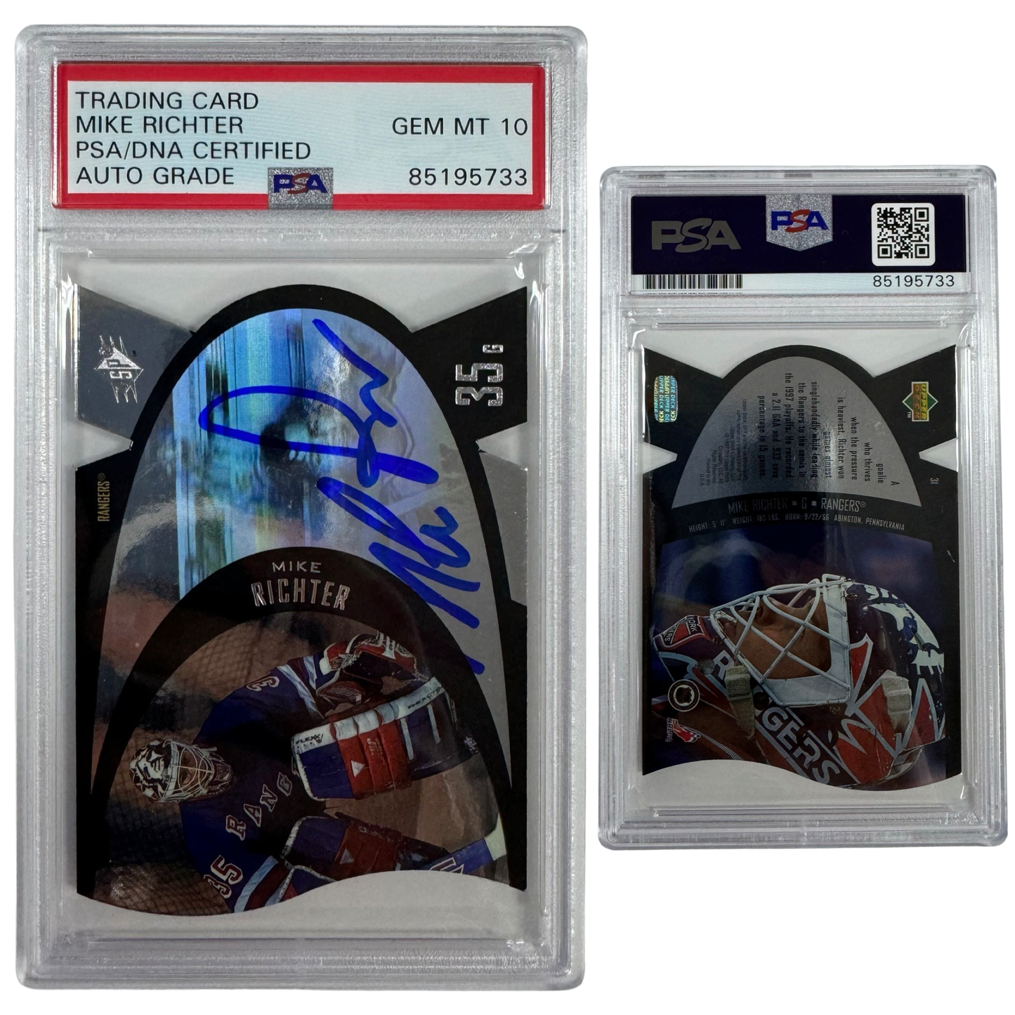 1997 Mike Richter Autographed Upper Deck SPX #31 Autographed PSA Auto GEM MT 10