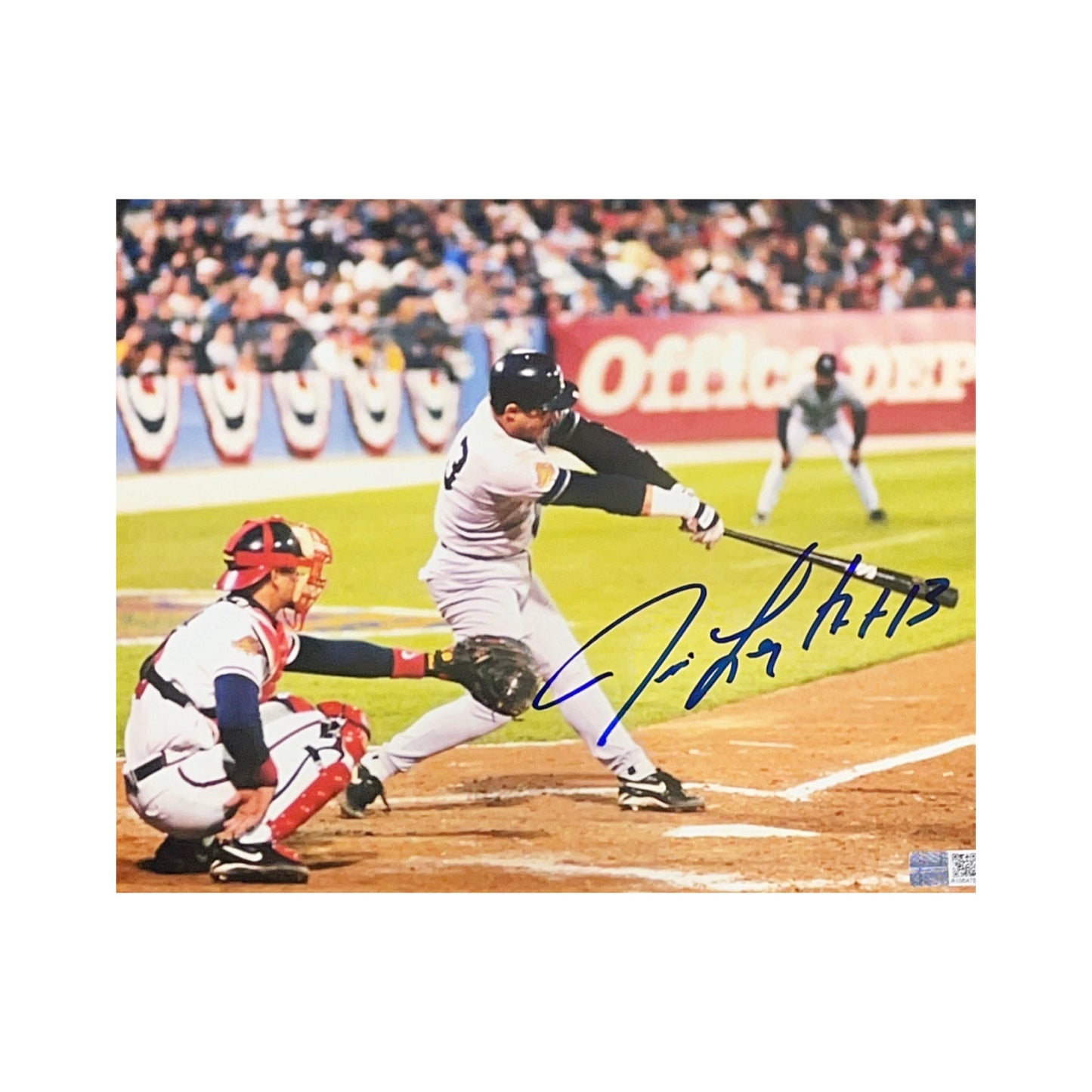 Jim Leyritz Autographed Horizontal Swing 8x10 Steiner CX