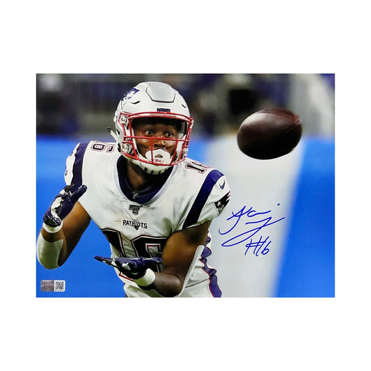 Jakobi Meyers Autographed New England Patriots Receiving Pass 8x10 Steiner CX