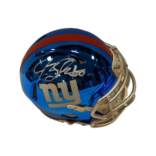 Jeremy Shockey Autographed New York Giants Chrome Mini Helmet JSA