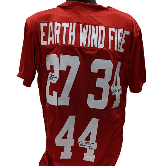 Brandon Jacobs, Ahmad Bradshaw & Derrick Ward Autographed New York Giants Red Earth Wind & Fire Jersey JSA