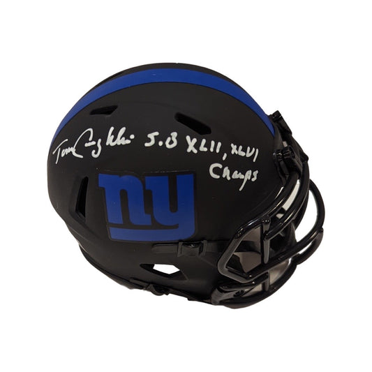 Tom Coughlin Autographed New York Giants Eclipse Mini Helmet SB XLII, XLVI Champs Inscription Steiner CX