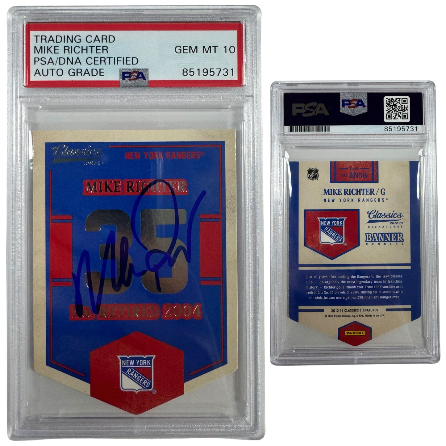 2012-13 Mike Richter Classics Signature Banner Numbers #EN56 Autographed PSA Auto GEM MT 10