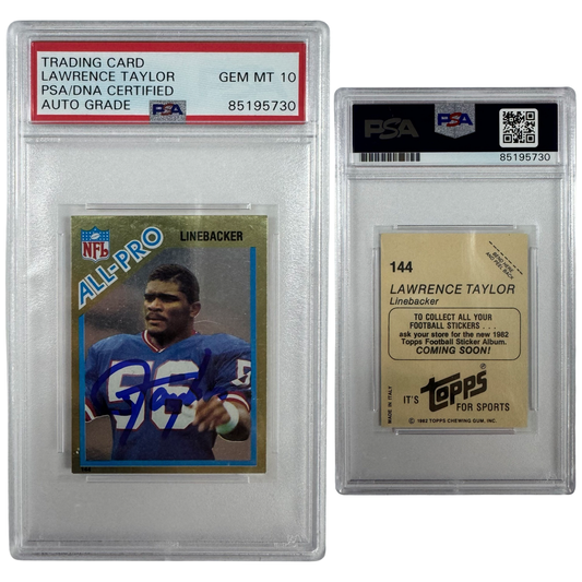 1982 Lawrence Taylor Topps All Pro Sticker Rookie Card #144 Autographed PSA Auto GEM MT 10