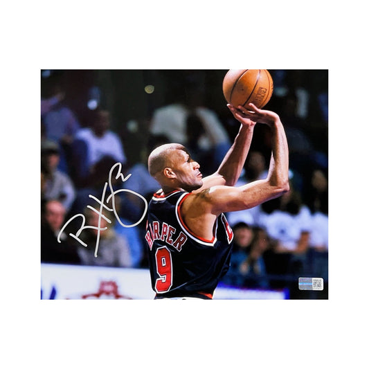 Ron Harper Autographed Chicago Bulls Jump Shot Close Up 8x10 Steiner CX